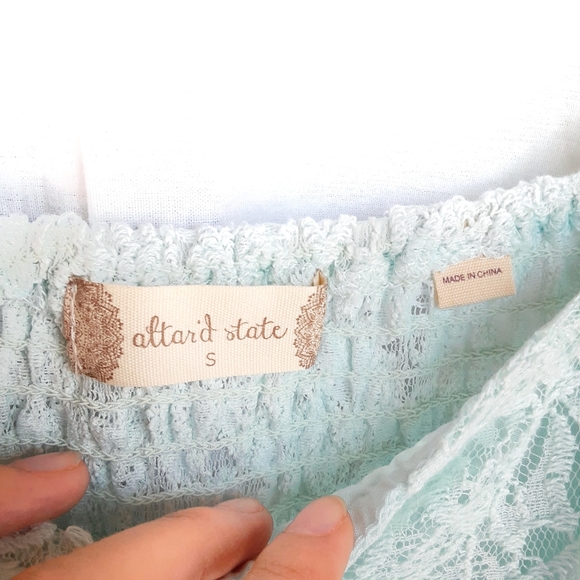 ALTAR'D STATE Precilla Floral Lace Square Neckline Frilled Blouse Size Small - Picture 11 of 12